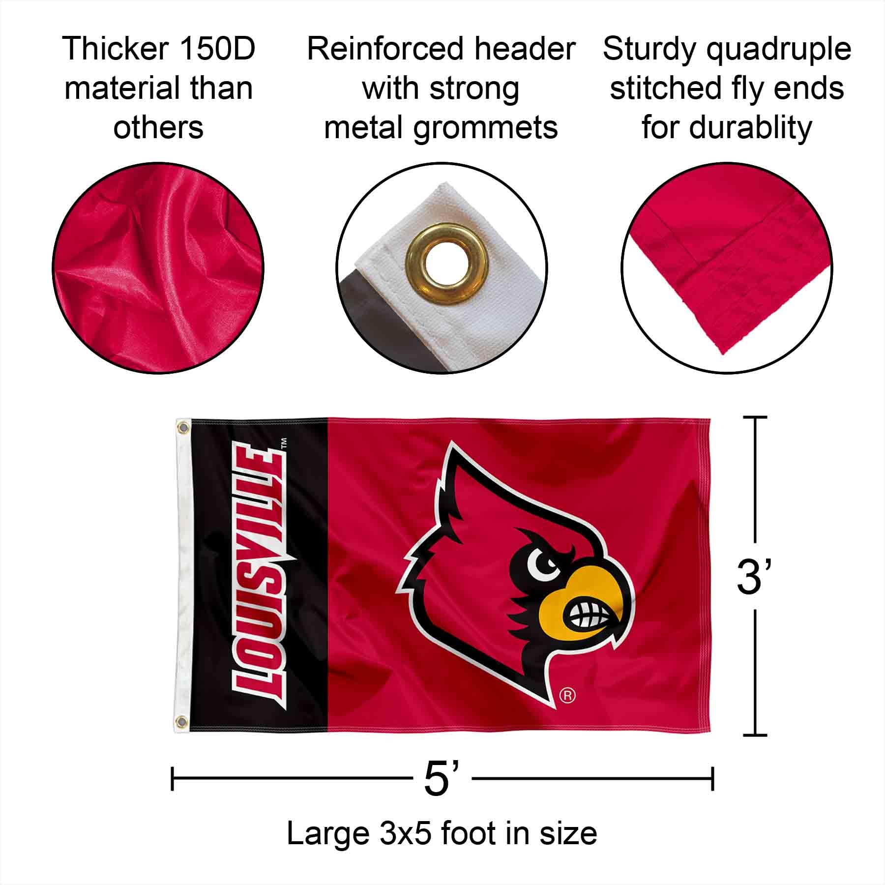 College Flags & Banners Louisville Cardinals Stars & Stripes Flag - 3' X 5'