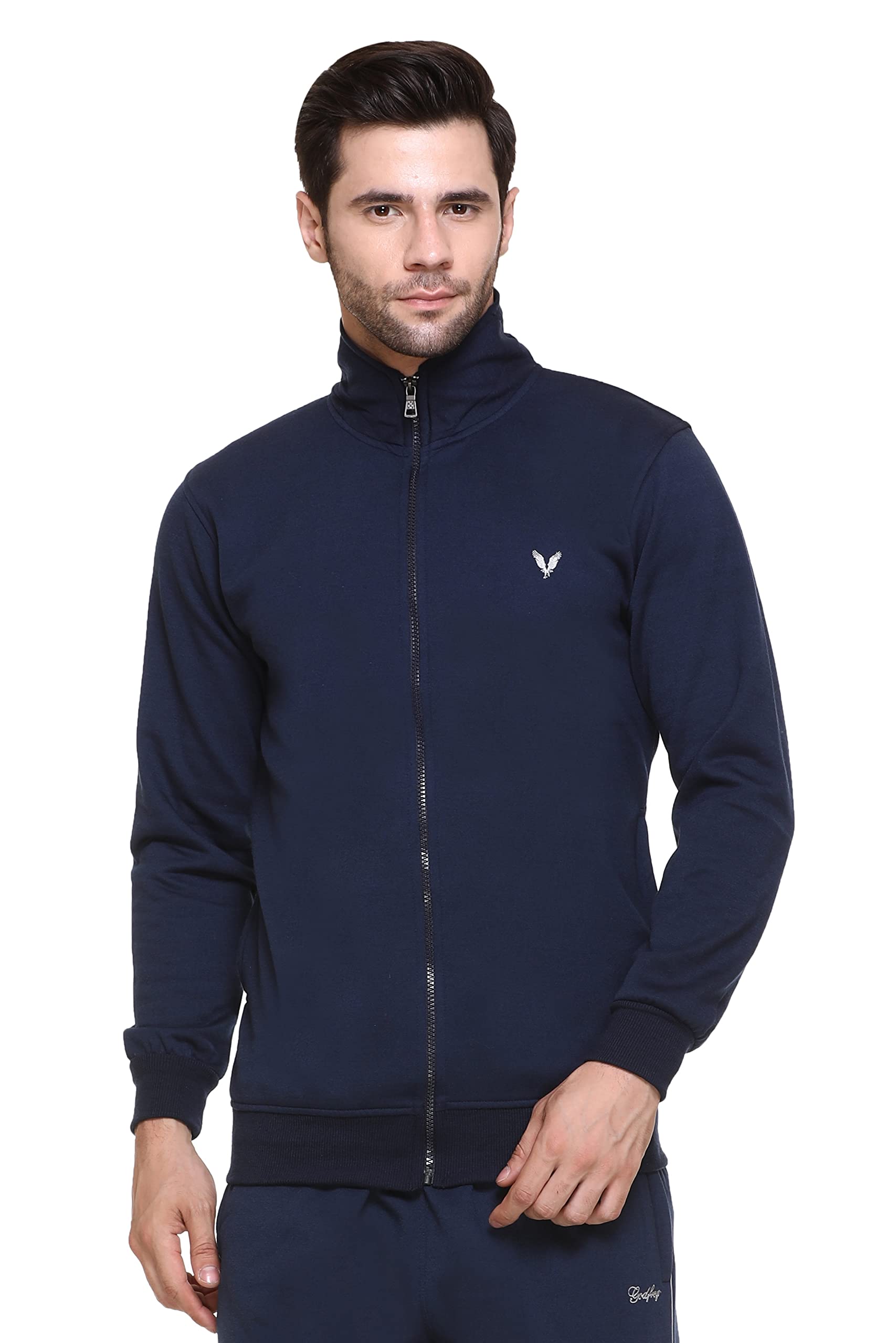 godfrey High Neck Collared Full Zipper Warm Fleece Jacket Sweatshirt for Men Winter Wear-picture-26