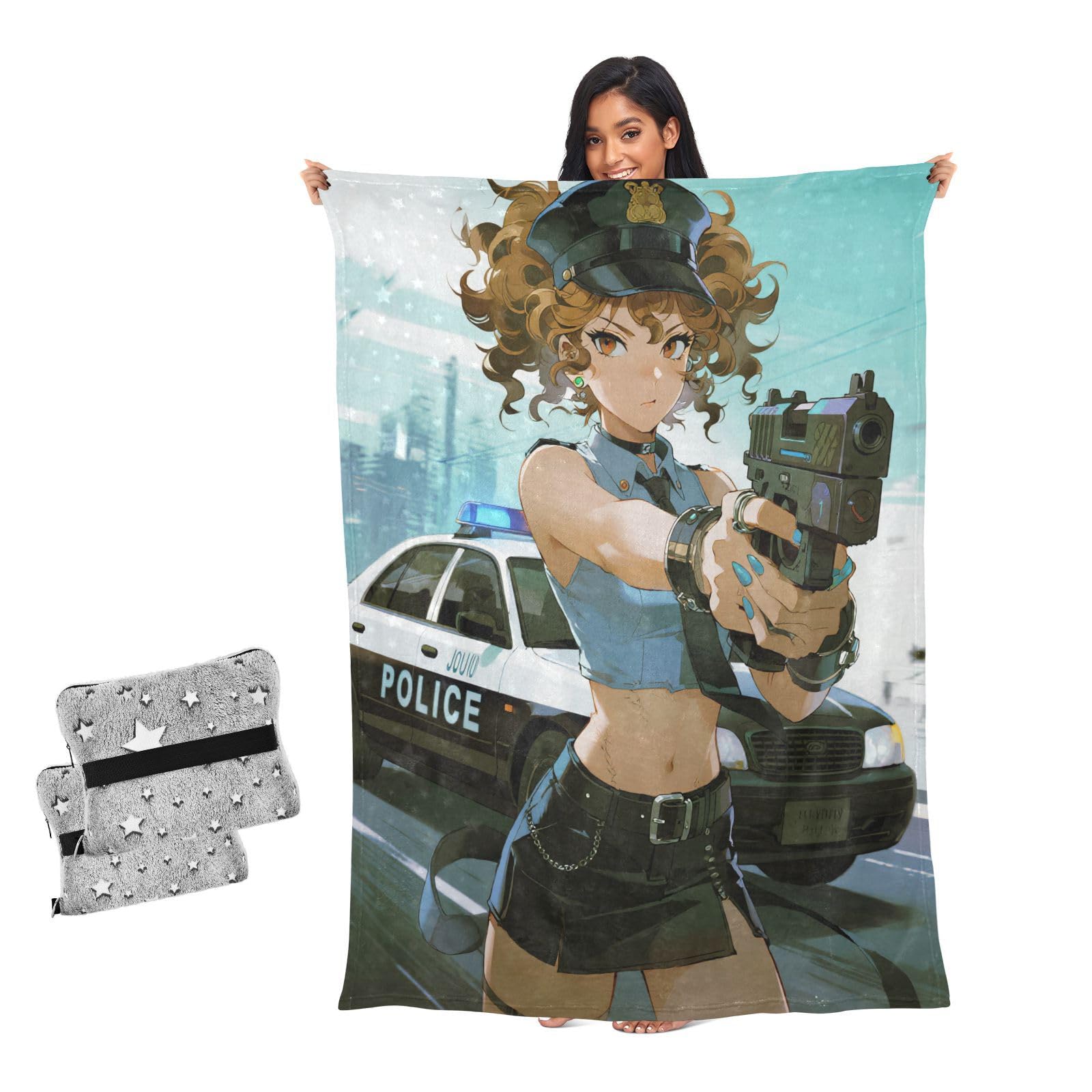 Manta para sofá de mujer policía un regalo ideal de franela suave y cálida para el salón