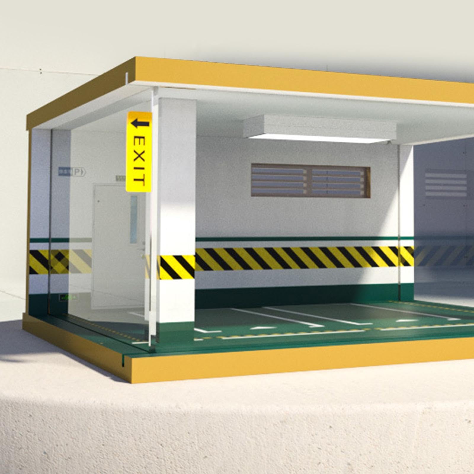 Garaje con Cubierta Antipolvo para Juguetes de simulación de Coches Modelo 1:32 con Impresionantes Efectos de iluminación. Garaje estéreo, Verde, 2 Puntos