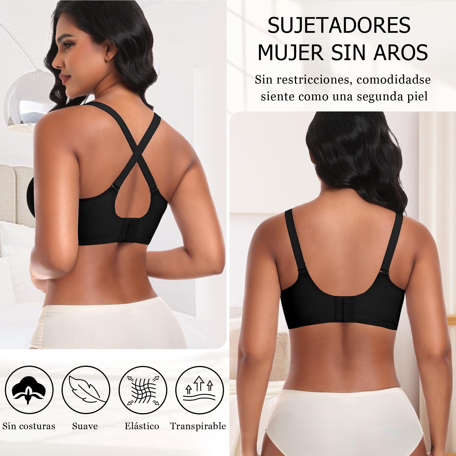 Ganado Sujetadores sin Aros Mujer Sujetador Push Up sin Costuras con Relleno Bralette con Cuello En V Sexy Sostenes Básicos