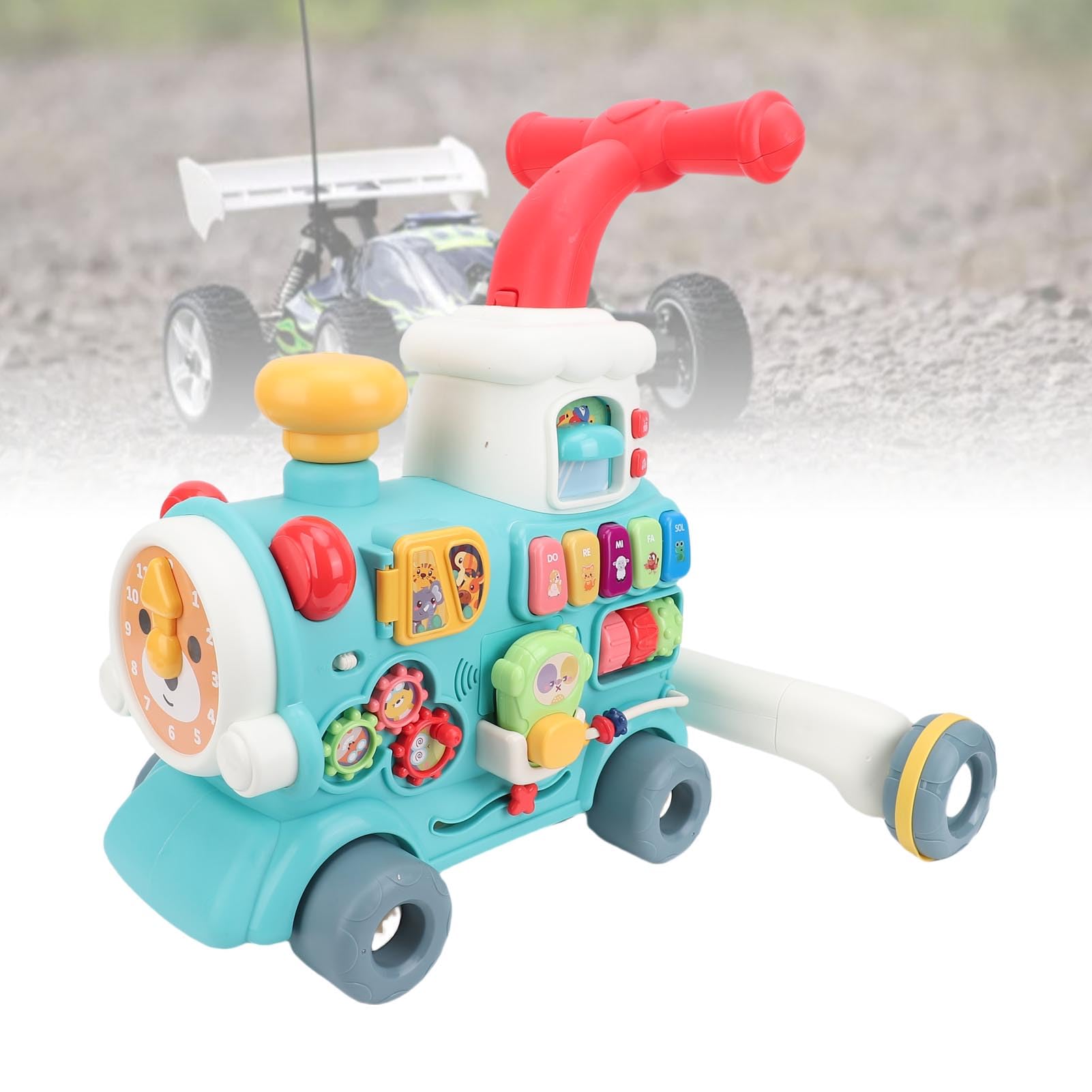 EMUKOEP Girello per Bambini con Trenino Didattico con Blocchi di Forme Corrispondenti per lo Sviluppo Cognitivo, Girello Giocattolo Educativo per il Tempo di Gioco, 27 X 8,6 X 16,5 Pollici