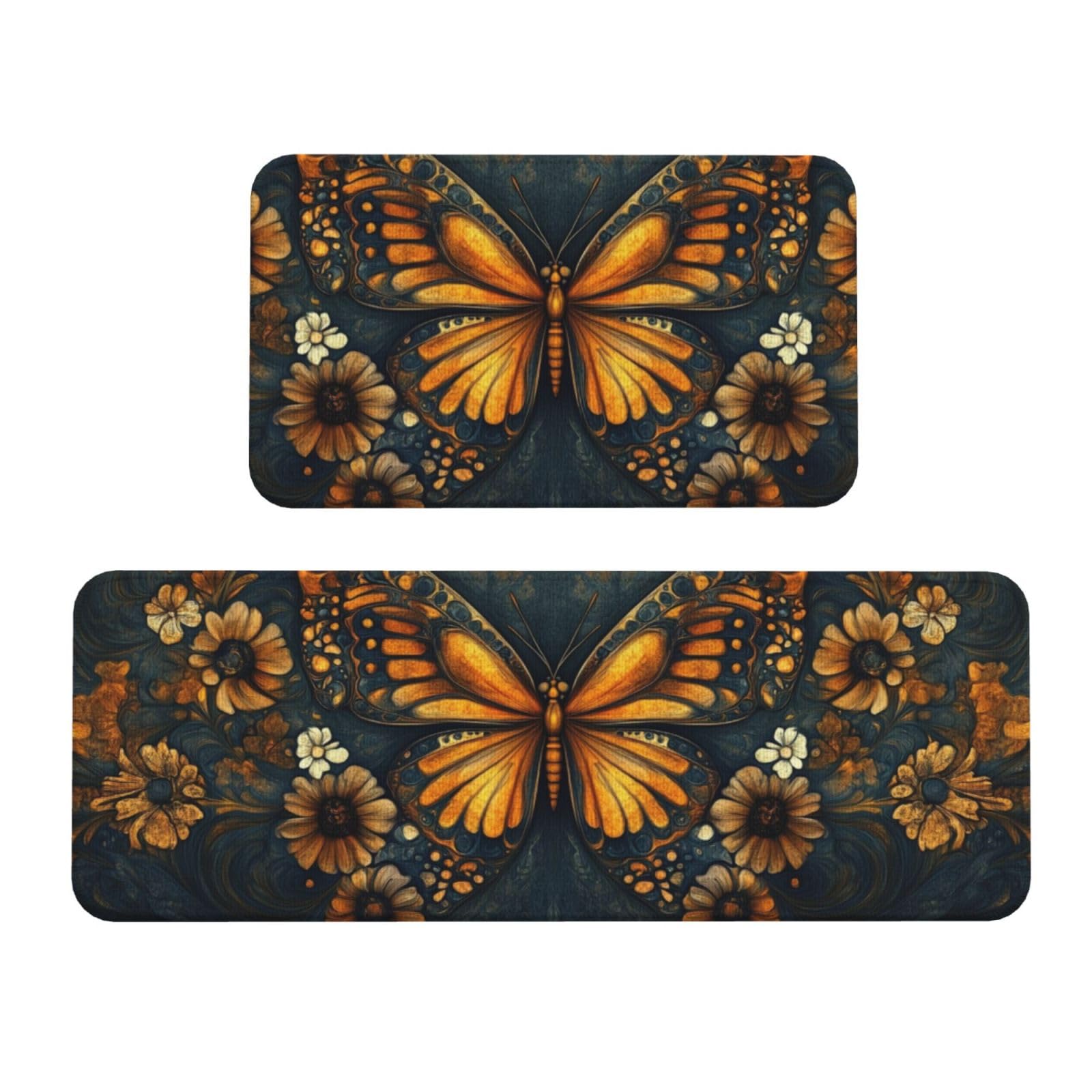 Cómodos tapetes de pie con diseño de mariposas para llenar de luz y confort tu cocina
