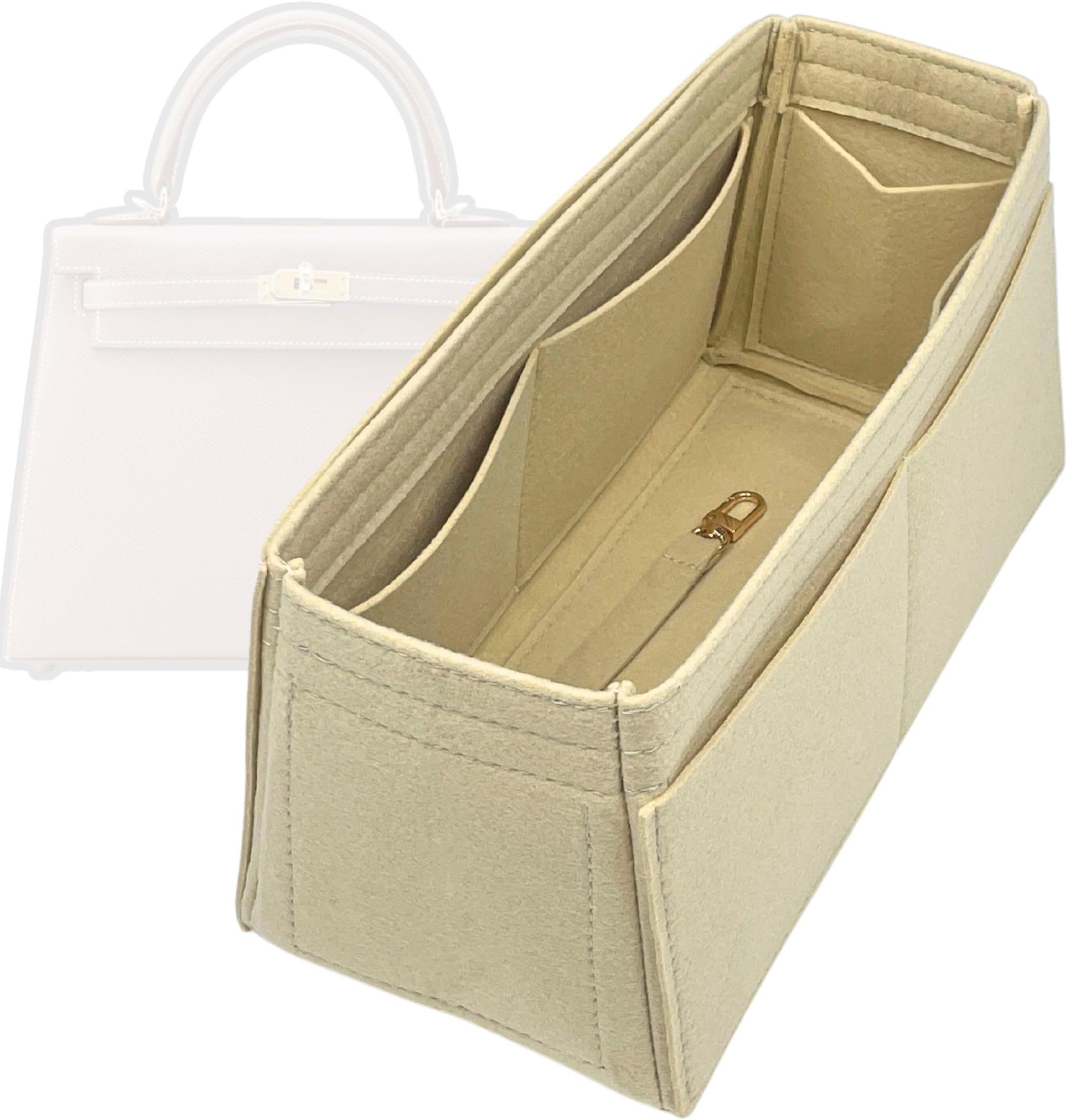 Organizer for Kelly Sellier, Felt Insert with Key Chain, Reinforced Base, Trapezoid Shape (Kelly 40, Magenta)