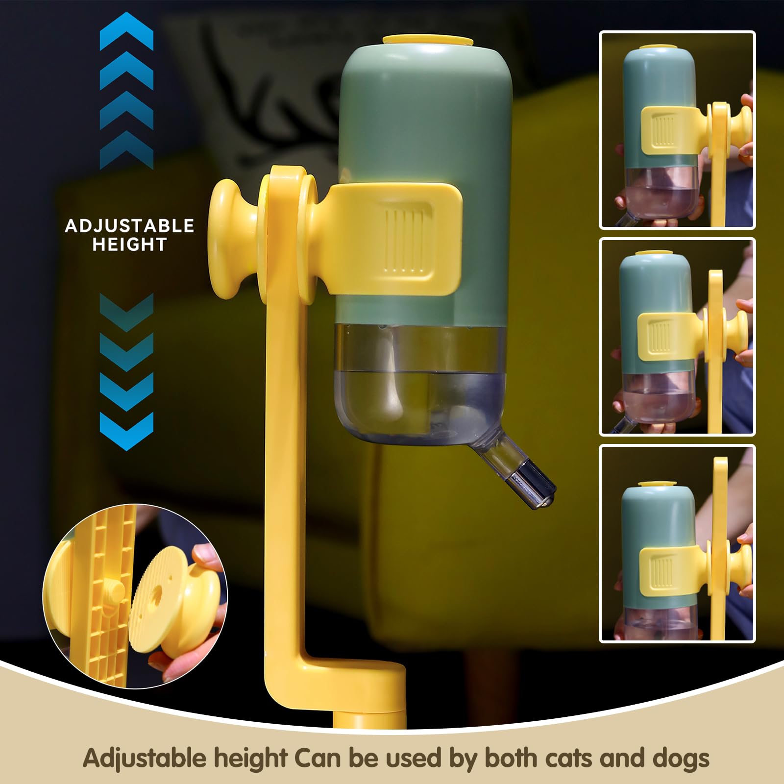 Pet Standing Water Dispenser Cat Dog Standing Ceramic Bowl Automatically Feeding Water Height Adjustable Detachable Pole (White)