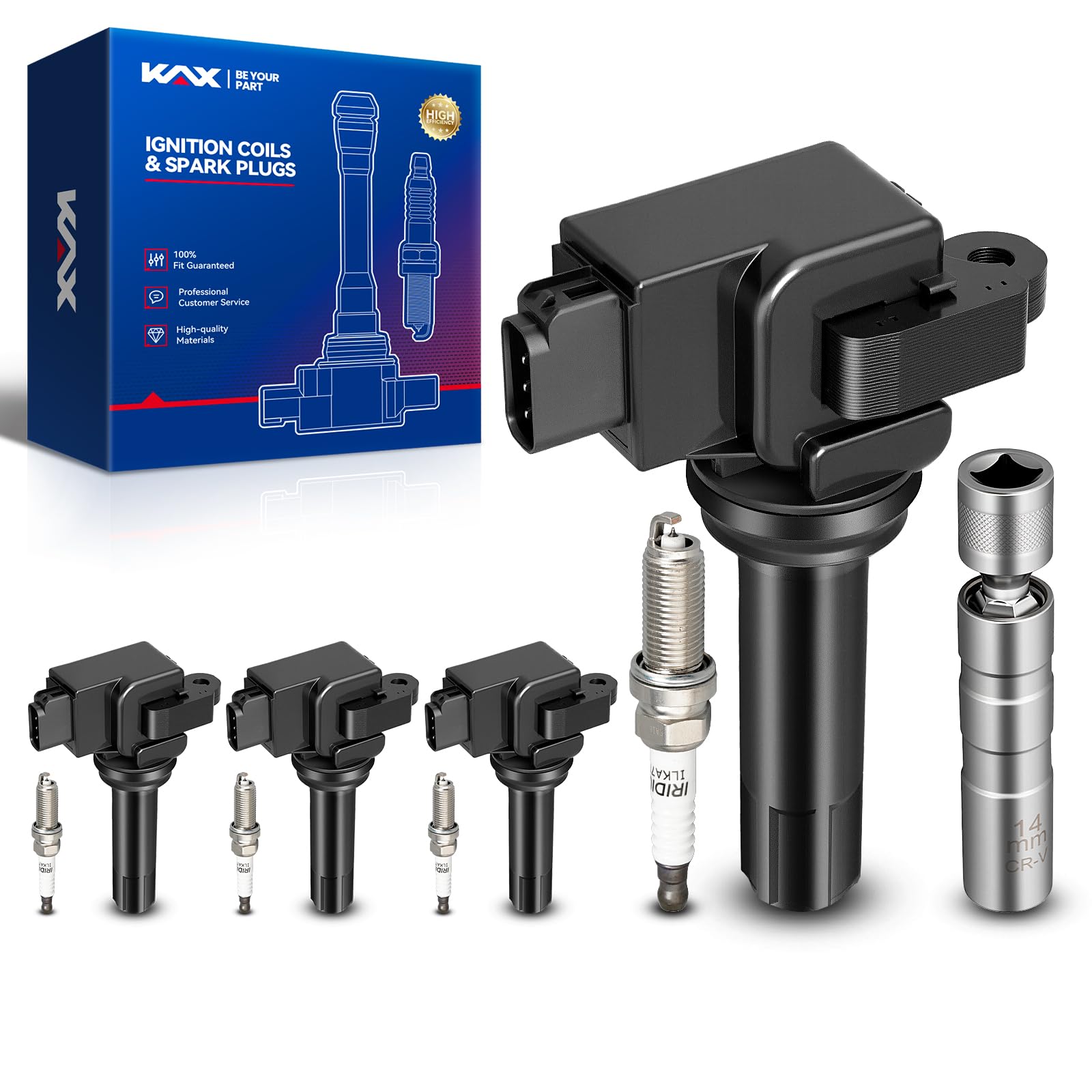 KAX 4 Ignition Coils &amp; 4 Spark Plugs Set for Subaru Forester 2011-2012 2.5L