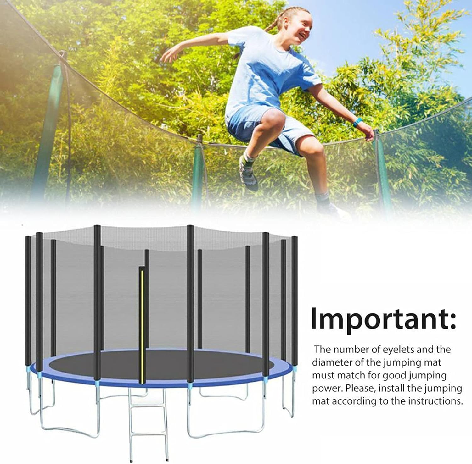 Trampoline Replacement Jumping Mat, Elastic Round Frame, Trampoline Jumping Mat Trampoline Accessories(6ft- (36 Buckles))