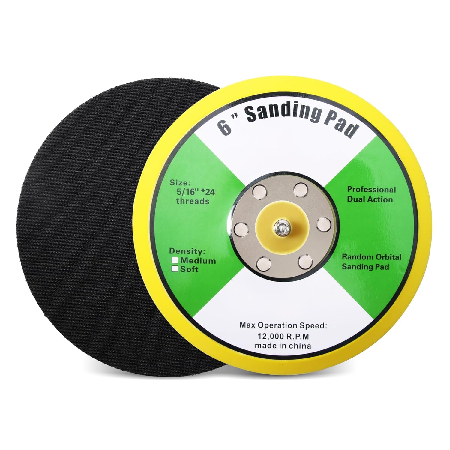 2Pcs 5in Hook and Loop Flexible Backing Pad, 5" Sanding Back Pad 5/16" 24 Thread for Air Orbital Sander and Pneumatic Polisher