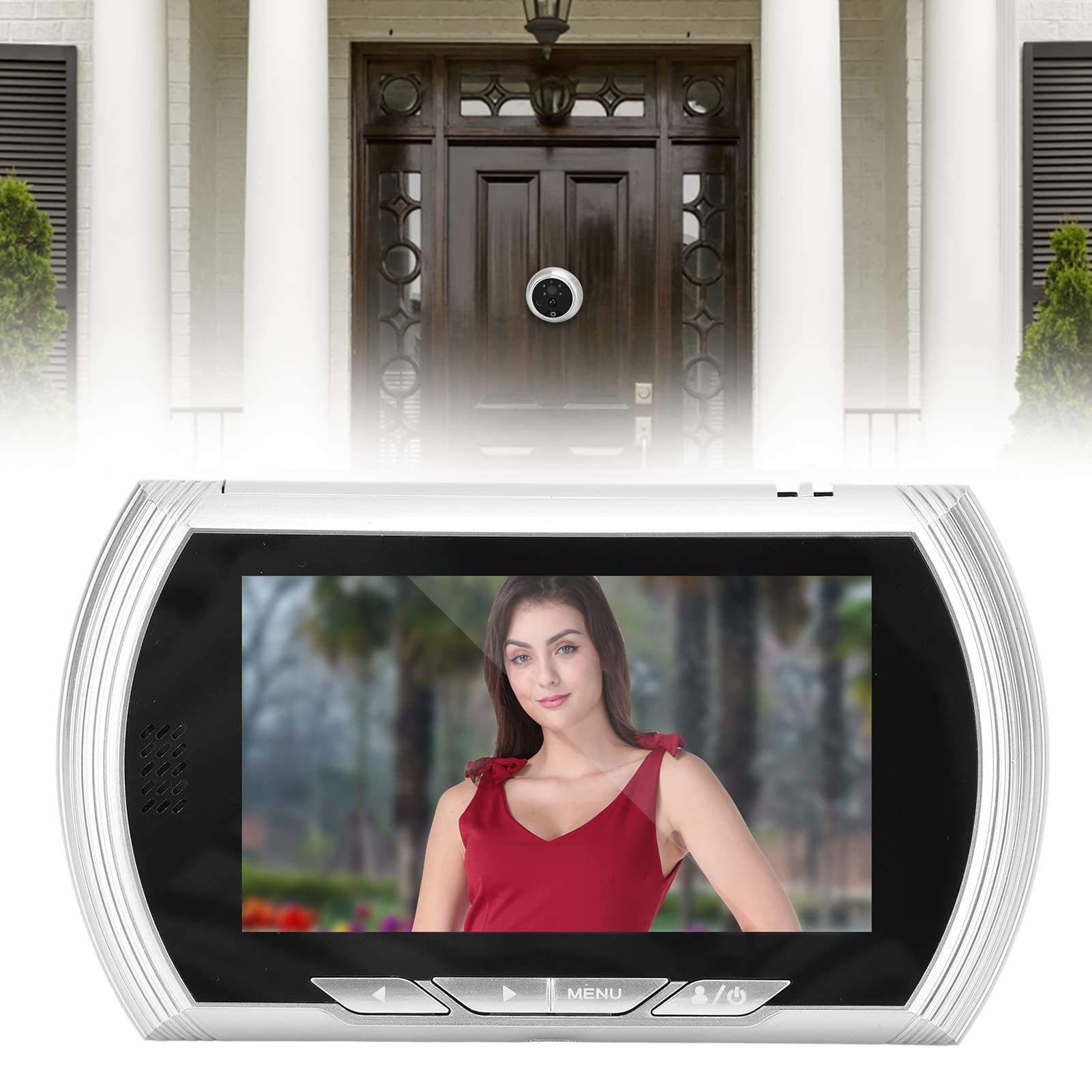 Campanello Video, Visualizzatore Campanello Spioncino, Schermo LCD TFT 4,5 Pollici Visualizzatore Digitale Porta con Visione Notturna Angolo 170° Rilevamento Movimento PIR per la Casa(D'argento)