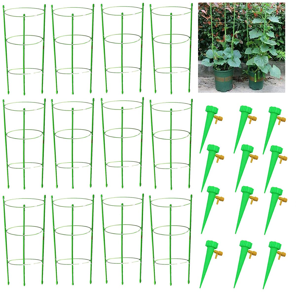 7Queen Updated 18" Plant Support Tomato Cage with 3 Adjustable Rings, Trellis Garden Basket for Clim