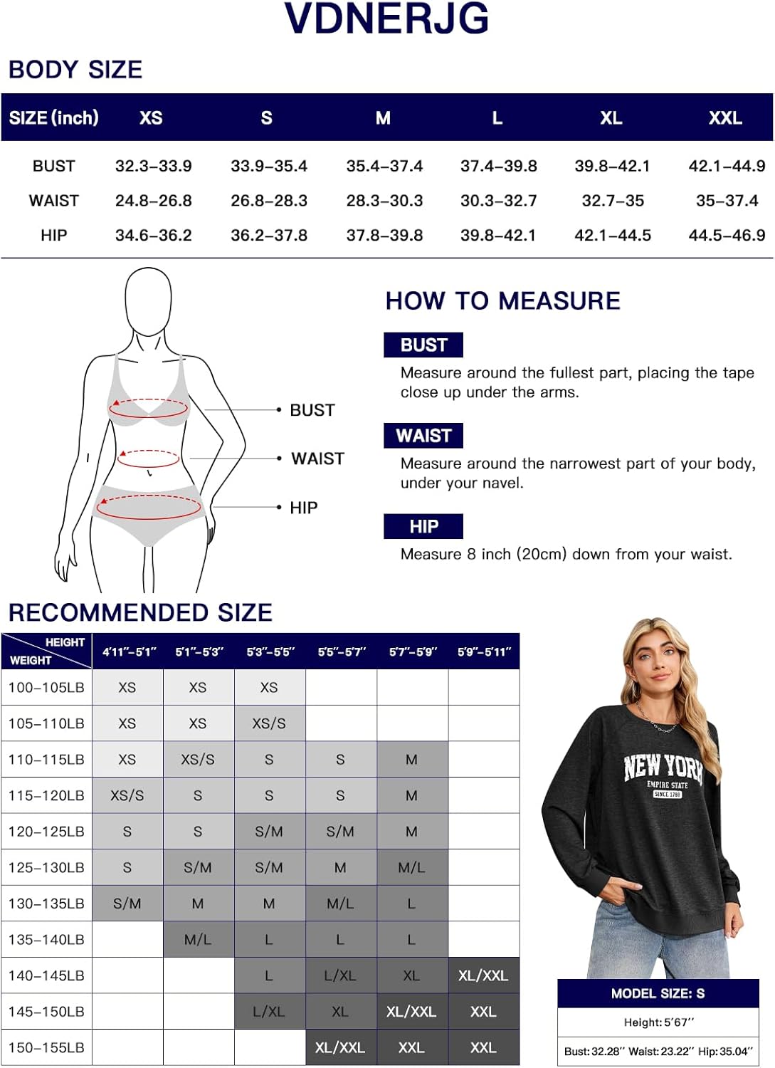 Vdnerjg Women's New York Letter Print Sweatshirt Crewneck Long Sleeve Casual Loose Fit Pullover Shirt - Image 2