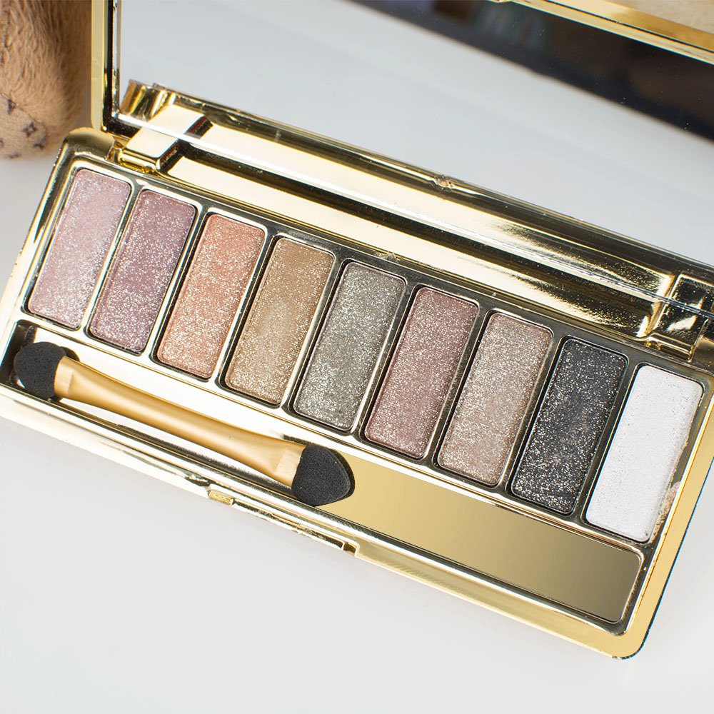 Paleta de sombra de ojos brillante de 9 colores, cepillo de maquillaje y espejo, juego de brochas de maquillaje para mujer, diamante cosmético, brillante, colorido, maquillaje, purpurina, impermeable, sombra de ojos en polvo 3