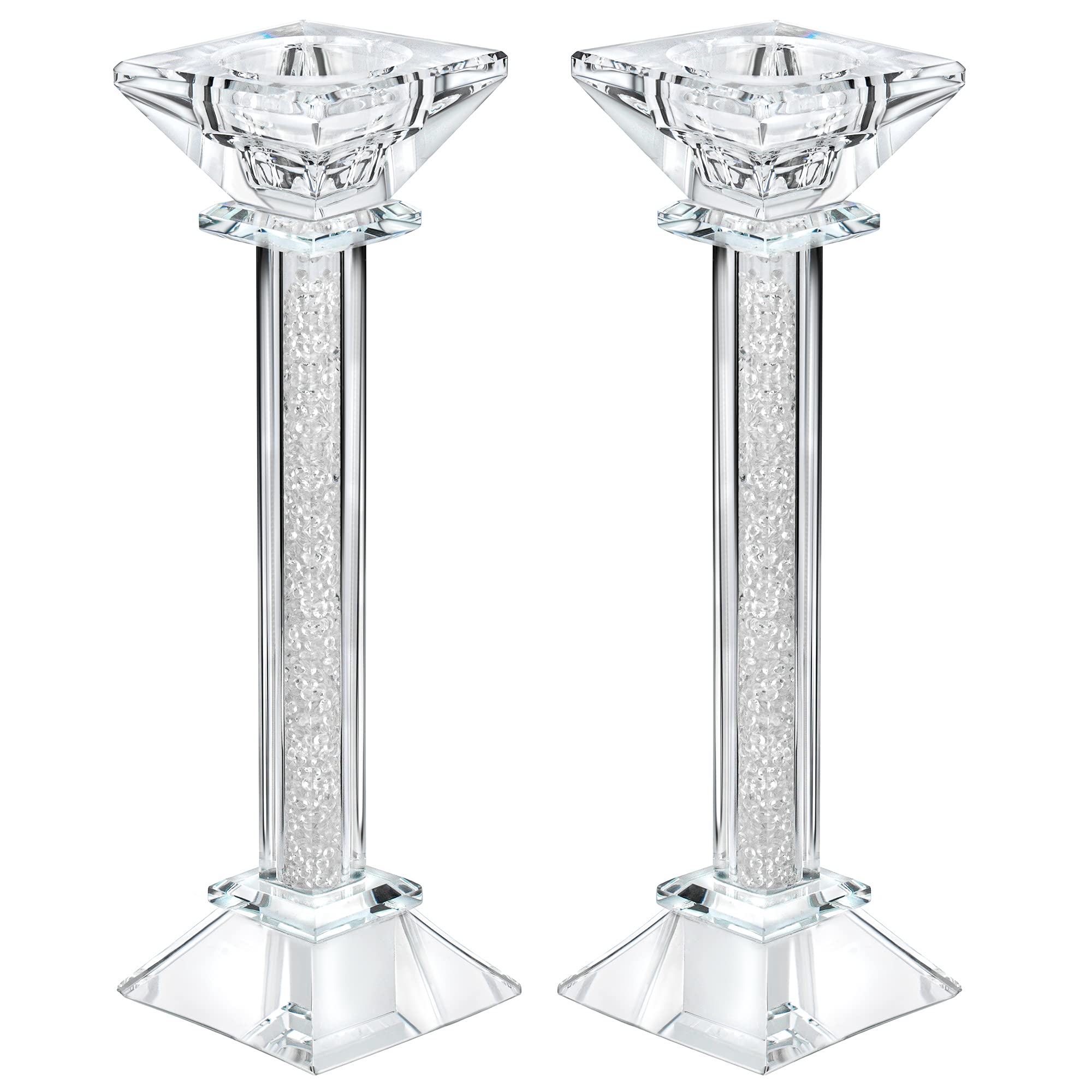 Kristall-Kerzenhalter, Set mit 2-21,8 cm hohen Kristall-Kerzenhaltern, Ultra-eleganter und moderner Tafelaufsatz, Heimdekoration