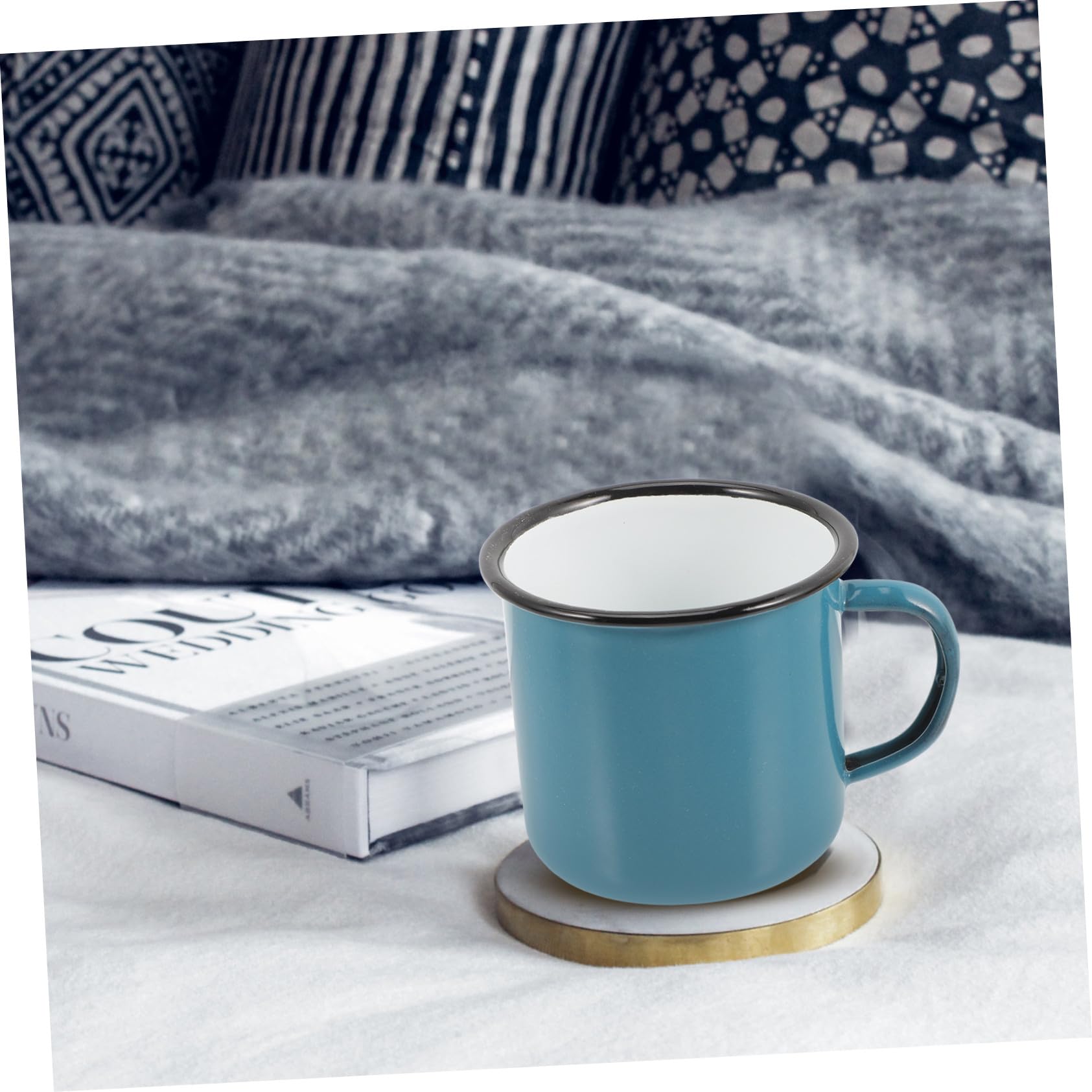 Uonlytech 4stücke Emaille Tasse Für Haushalt Extra Große Kaffeetasse Mit Henkel Kleine Milchtasse Für Hause Campingtasse Aus Emaille Wassertasse Für Büro Und Camping