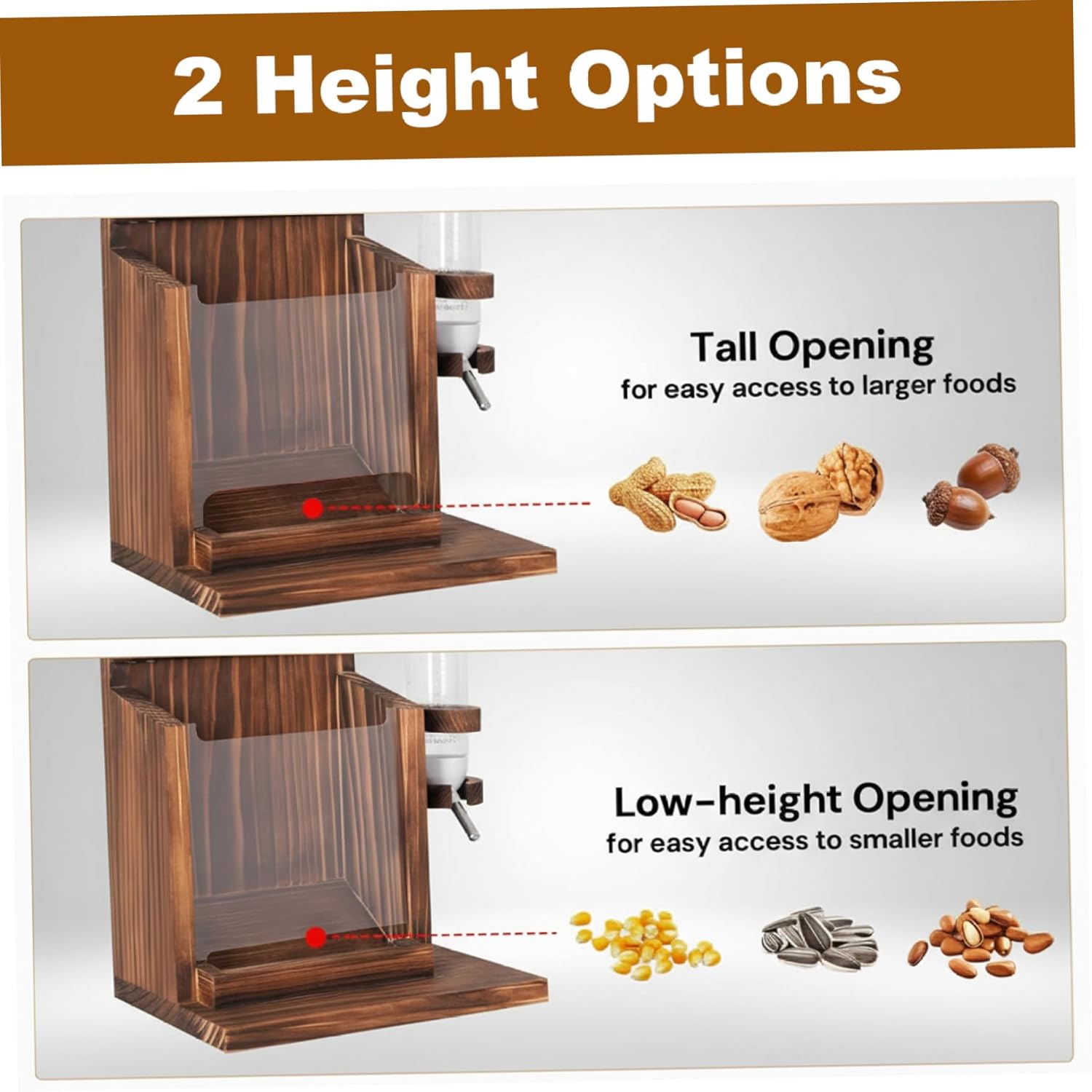 Squirrels Feeder, Wooden Chipmunk Feeder with Water Bottle & Roof, Wall Mount Chipmunk Feeding Station, 9.8x9x7in Squirrels Feeders