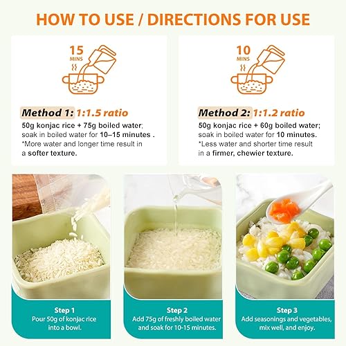 Miniatura 8 de Soeos Arroz Konjac orgánico, 8.8 oz (250 g) cada uno), alternativa de arroz a base de plantas, de cocción rápida, básico de despensa para salteados,