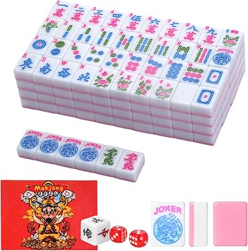 1.2-inch Premium Pink American Mahjong Tile Set. Made of Durable and Sturdy Melamine. Perfect for Multiplayer Games, on-the-go Gaming, and Playing with Family and Friends.Pink