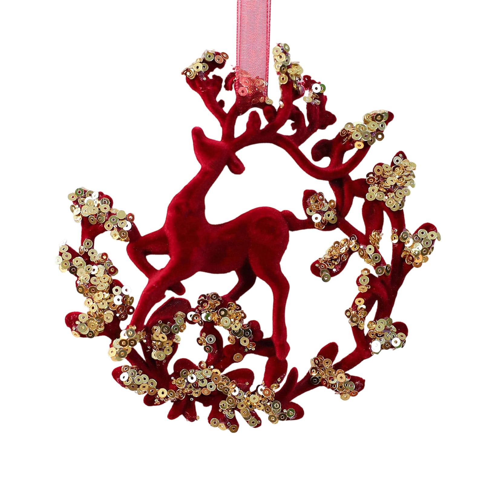 Xinsheinelry Sequins Velvety Snowflake/Butterfly Ornament Shatterproof Pendant for Window Mantels Christmas Tree Decoration Reindeer Ornament Holiday Wreath