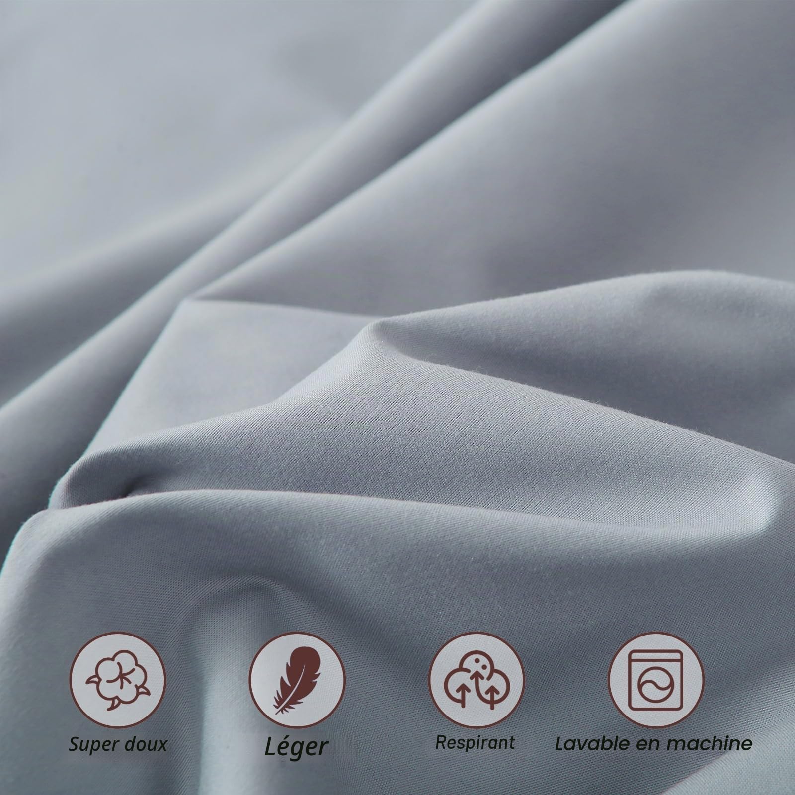 Drap-Housse pour lit Gonflable avec Ouverture de Pompe, Ultra Doux, Durable et Respirant, Convient aux Poches très Profondes de 38 à 61 cm, se gonfle à Tout Moment, Gris