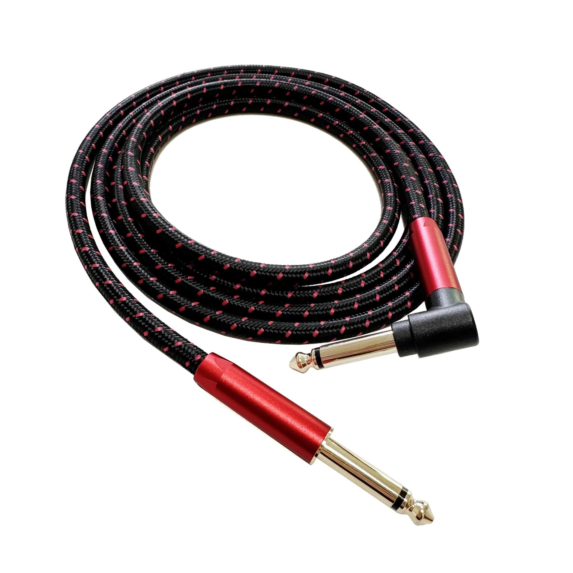 Cable De Audio Para Guitarra Cable De Instrumento 6,5 Pies Cable Amplificador Alambre Trenzado TRS 1/4 Pulgada Para Guitarra Eléctrica(Red,6m)