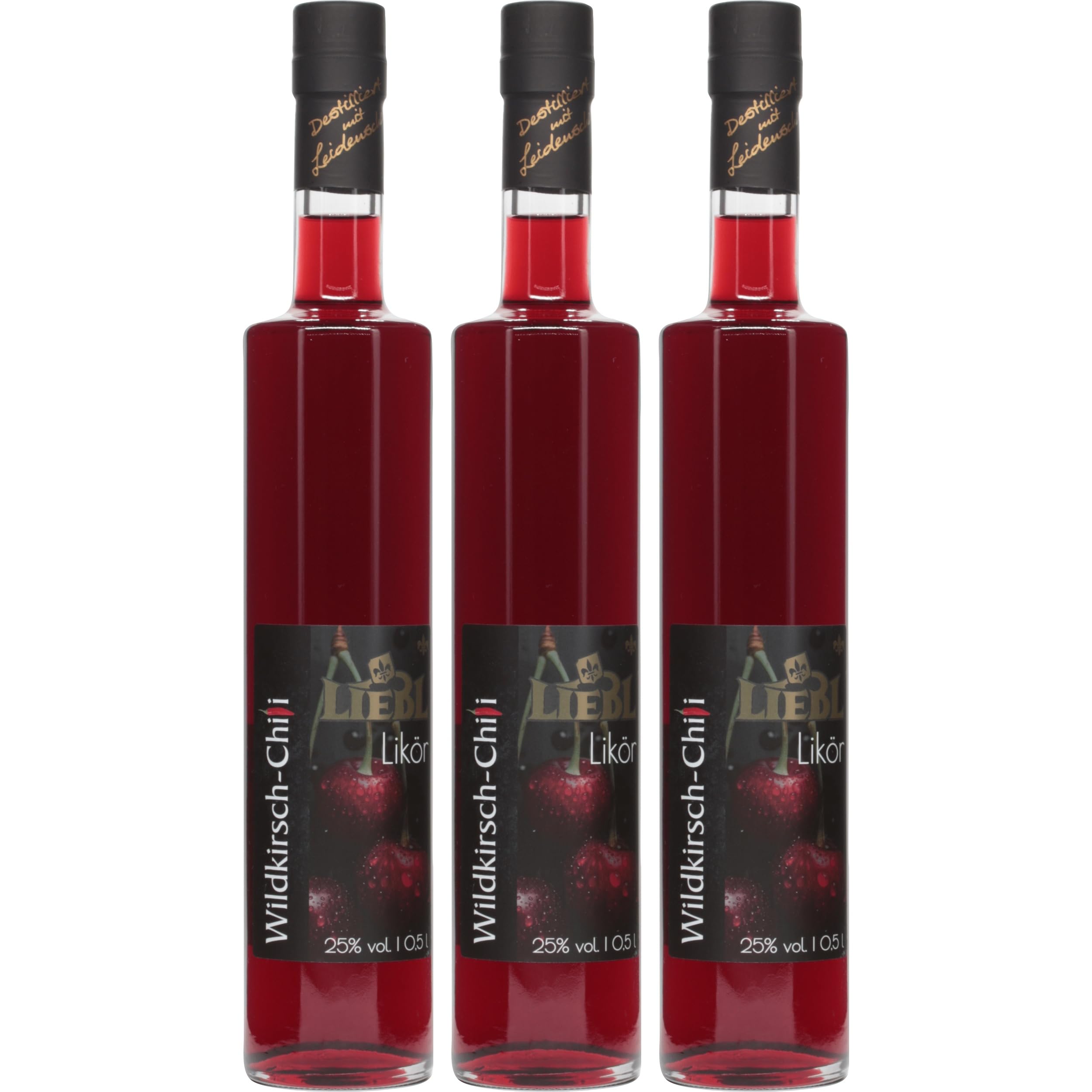 Liebl Wildkirsch Chili Likör Bayrischer Wald Deutschland inkl. FeinWert E-Book (3 x 0.5 l)