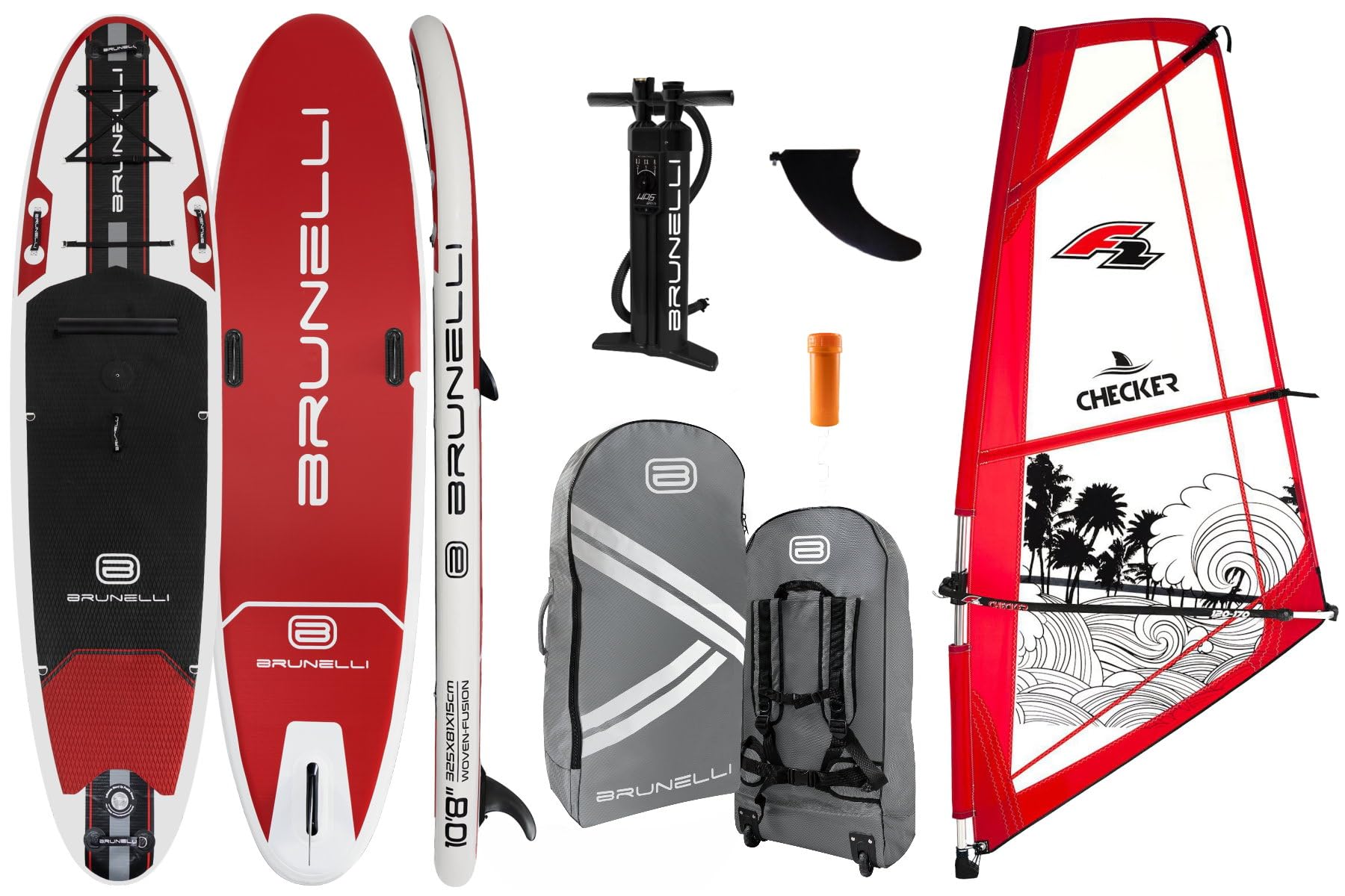 RUNELLI 10.8 Windsurfing Woven Double Layer Premium SUP Board nadmuchiwana Stand Up Paddle Checker 4,5 m² Rigg