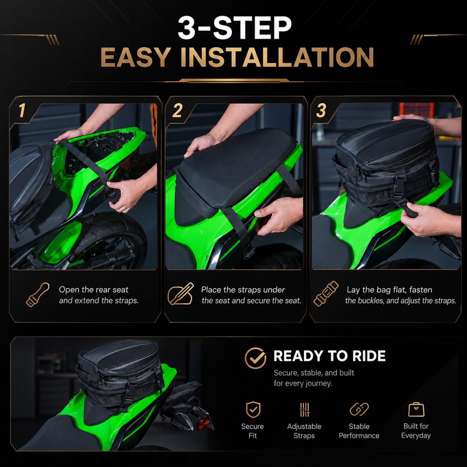 Sac à Bagages,Multifonctionnel Sac de Selle Moto Arriere | Sacoche Moto Sportive Sacoche Arrière Petite pour Bagages