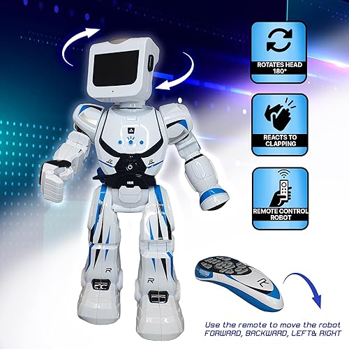 Miniatura 2 de GERARDO'S Robot parlante para niños, juguete robot para hablar, bailar, controlar a distancia para niños, incluye ojos iluminados y mochila,
