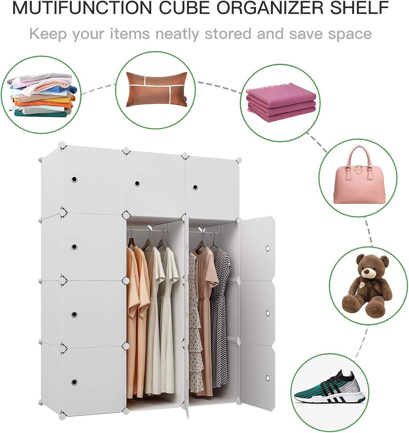 Hоlіdау Dеаlѕ 🛒 KOUSI Portable Wardrobe Closets 14x18 Depth Cube Storage, Bedroom Armoire, Storage Organizer with Doors, 12 Cube, White Bеѕt Dеаl KOUSI Portable Wardrobe Closets 14x18 Depth Cube Storage, Bedroom Armoire, Storage Organizer with Doors, 12 Cube, White