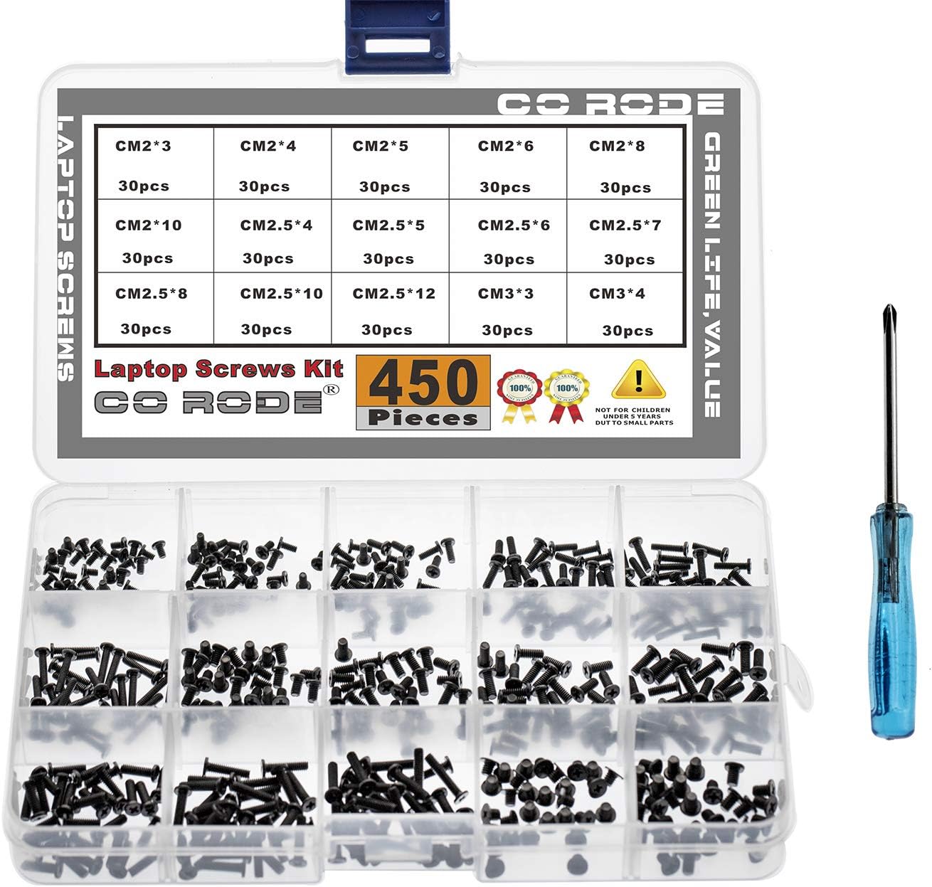 CO RODE Laptop Screws Kit 450Pcs with 15 Different Sizes