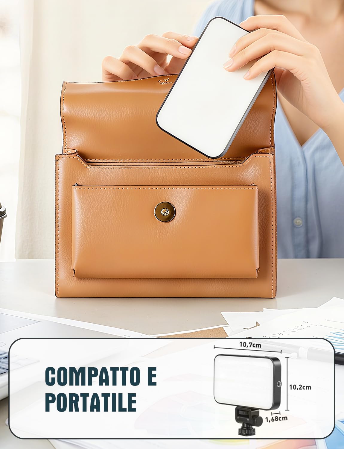YOHOOLYO Luce Selfie per Telefono, Temperatura Colore Regolabile 2500K-9000K, 96 LED, Dimmerabile senza Livelli, CRI 95+, Magnetica, Batteria 2000mAh, per Telefono/iPad/PC/Fotocamera