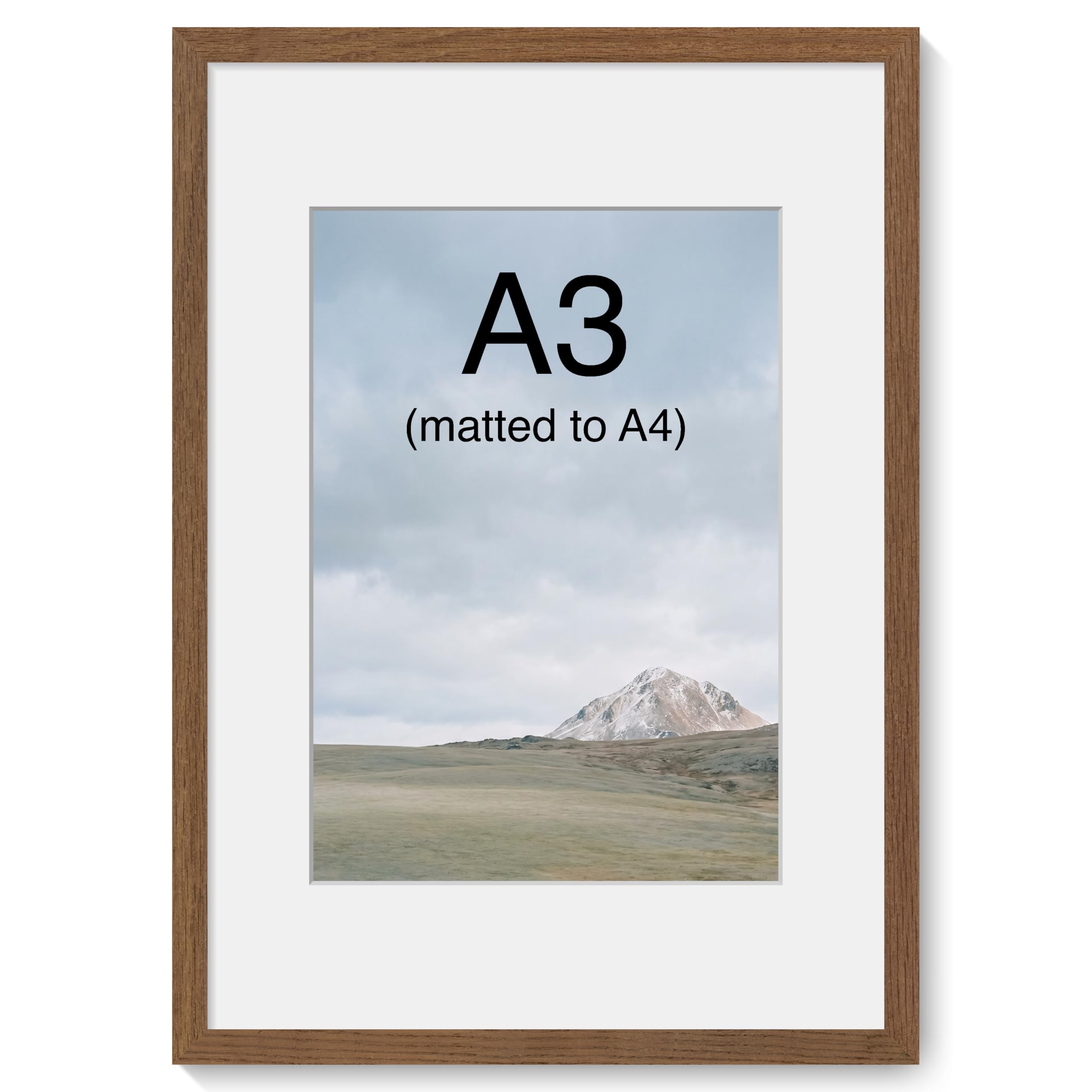 A3 Picture Frame, 100% Solid Wood Frame with Tempered Glass, A3 Frame with Mat for A4 Photo, Wall Mountable A3 Poster Frame for Photos Certificates Art Print Posters, Home Office Gallery Décor