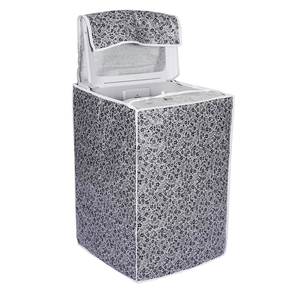 DALUCI Waterproof & Dust-Proof Washing Machine Cover Suitable For LG Top Loading Fully Automatic 6 kg | 6.2 Kg | 6.5 Kg | 7 Kg Washing Machine Only (Black & Grey, 56cms X 56cms X 85cms)