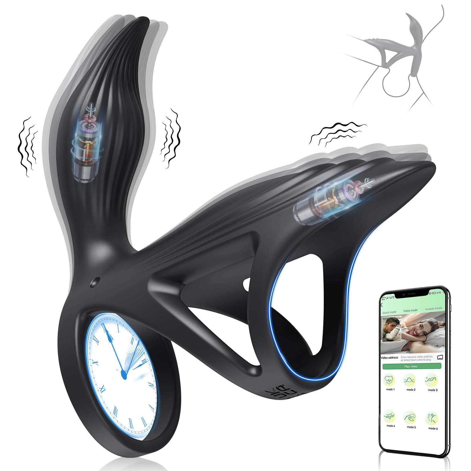 Vibrating Cock Ring With Clitoral Stimulation Wearable 
