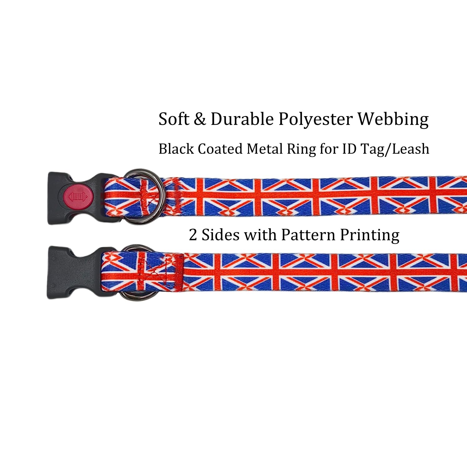 Olahibi Dog Collar and Leash Combo Set, Union Flag Pattern, Polyester Material, 150CM Matching Leash, for Small Dogs.(S,Union Flag) - Image 3