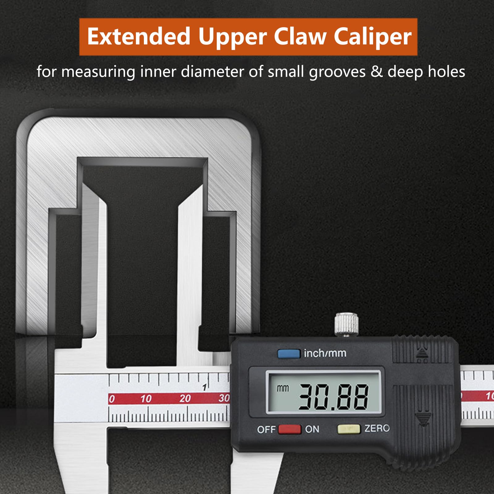 Calibre Digital de Mandíbula Superior Larga, Pie de Rey Digital de Acero Inoxidable, Alta Precisión Electrónico Vernier Caliper con Pantalla LCD, Conversión de Pulgada/Métrica,150mm/6in