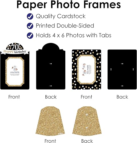 Miniatura 4 de Big Dot of Happiness Juego de 12 marcos de fotos de papel para fiestas de cumpleaños de 4 x 6 pulgadas, color dorado