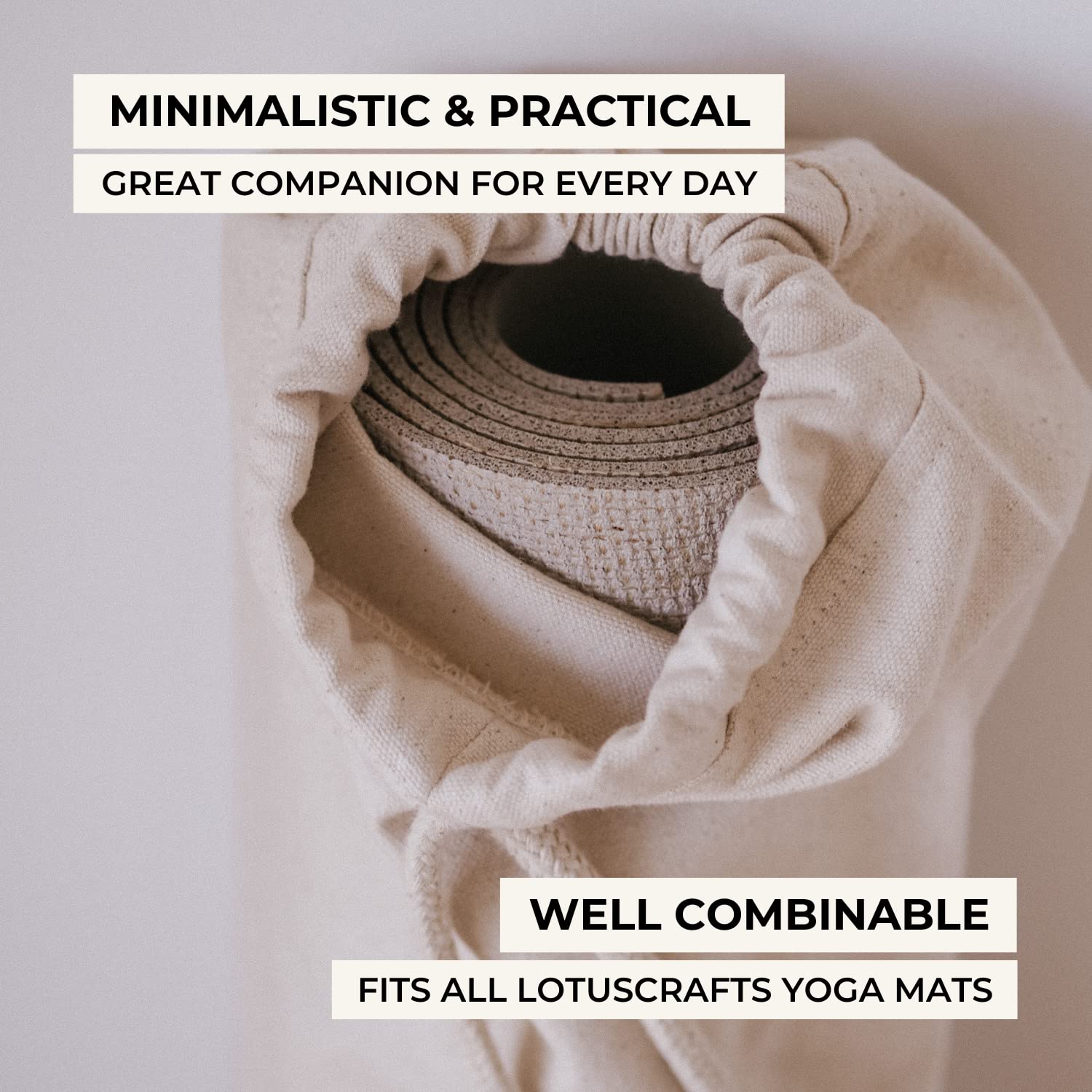 Lotuscrafts Borsa per yoga in cotone biologico, modello Nandi, per tappetini yoga, equosolidale ed ecologica, certificata GOTS