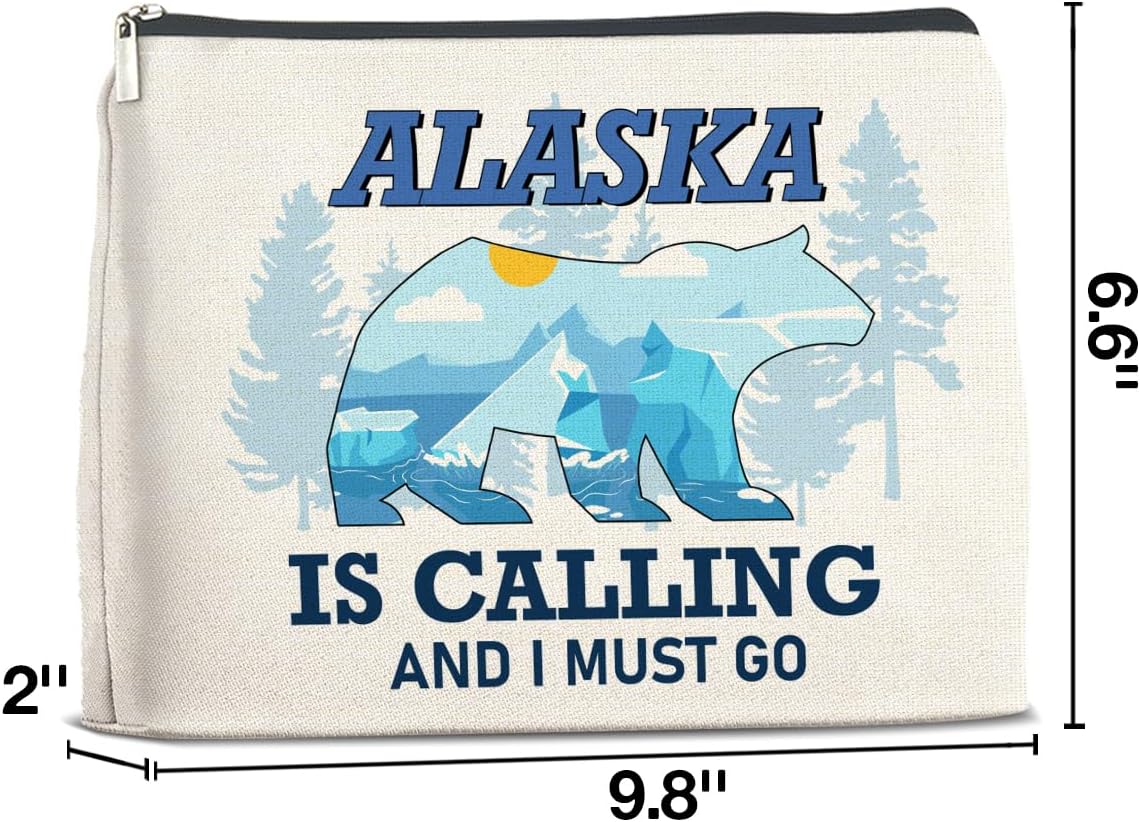 LyoGao Alaska Souvenirs Travel Essentials Makeup Bag, Alaska Cruise Lovers Portable Beach Cosmetic Bag for Women Girls Travelling - Image 2