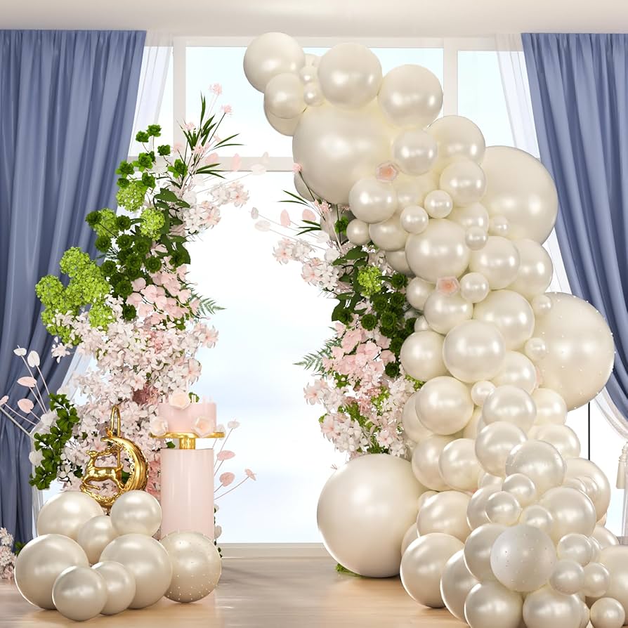 Amazon.com: 134PCS Pearl White Double-Stuffed Balloons Garland