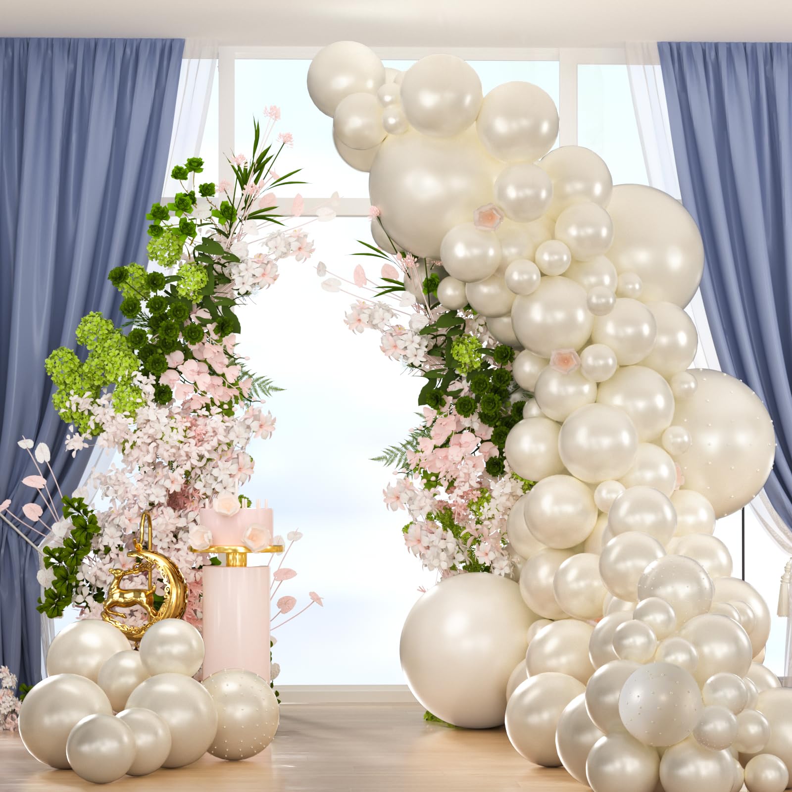 新品 BALLOON TEE DOVE POINTELLE 2Y Amazon.com: 134PCS Pearl White Double-Stuffed Balloons Garland