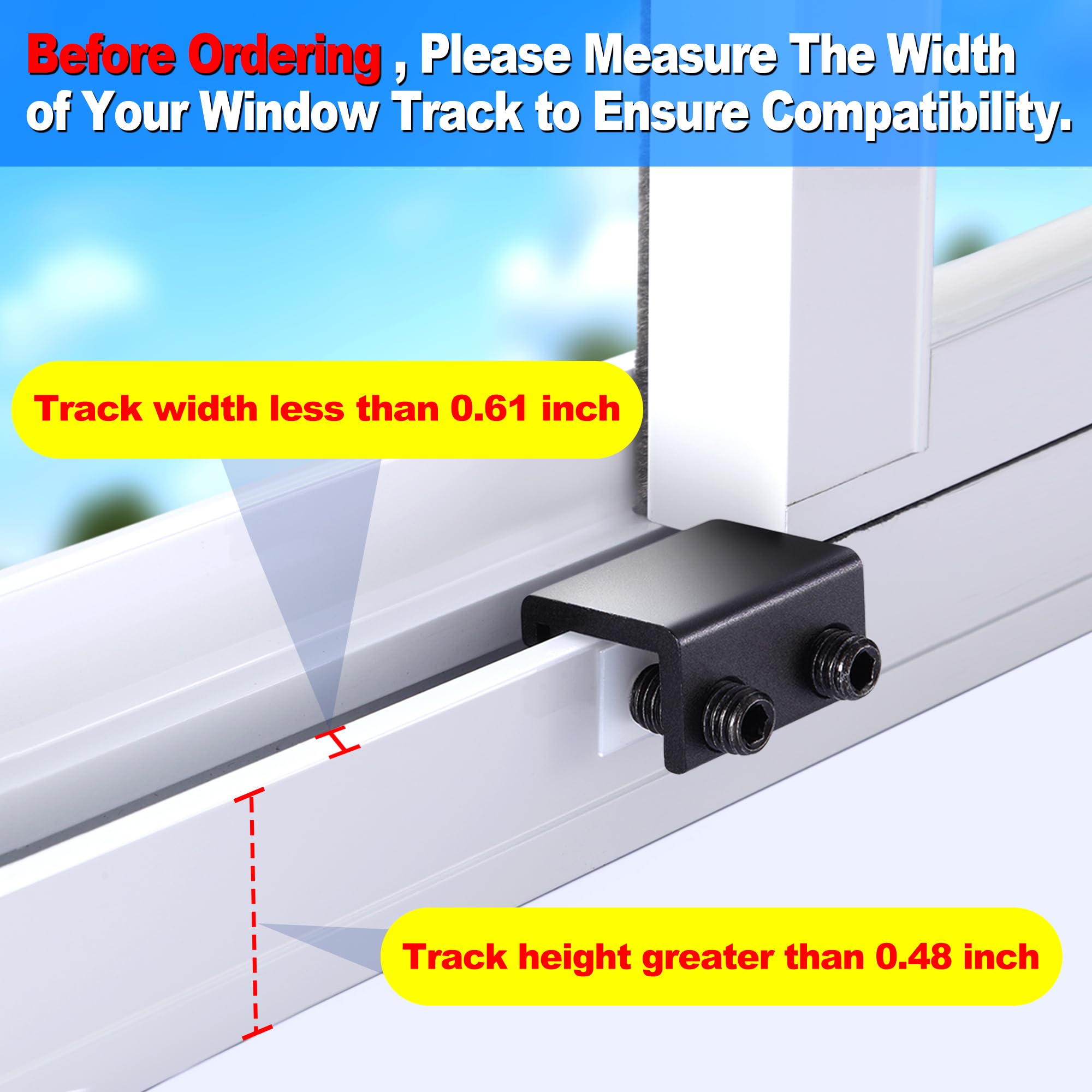 Cerraduras deslizantes para ventanas (10 unidades), cerraduras de ventana para ventanas arriba y abajo y ventanas horizontales, barras de seguridad para ventanas, topes de ventana de aluminio