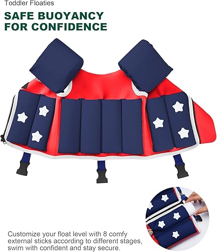 Miniatura 20 de Chaleco flotador para niños de 1-2-3-5-7-9 años, chaleco de natación para niños pequeños de 9-14-23-32 kg, chaleco flotador cómodo de uso prolongado