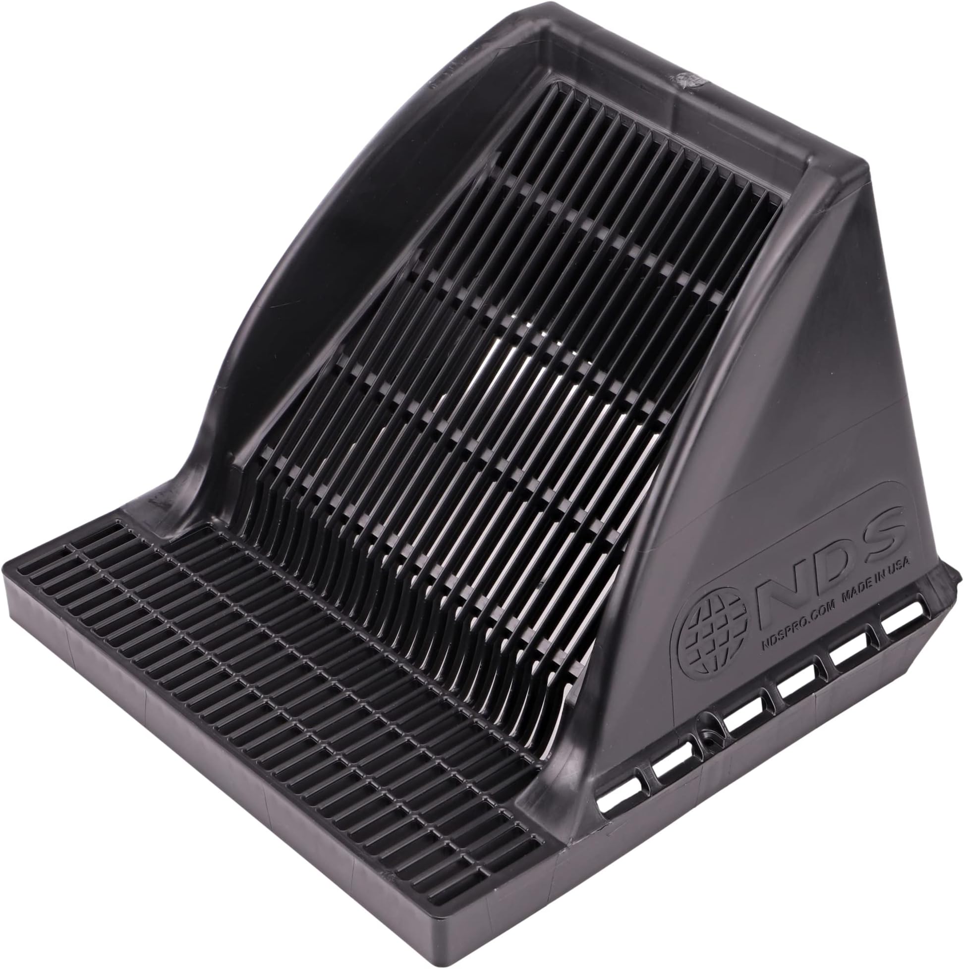 NDS Square Catch Basin Drain Downspout Grate, 12 in., Black Plastic