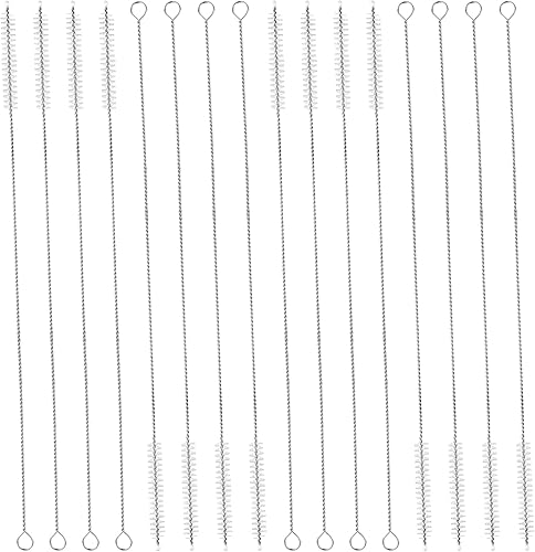Juego de 16 cepillos de limpieza para pajitas de beber, 13 pulgadas de largo y 0.394 in de ancho, cerdas de nailon, mango flexible de acero