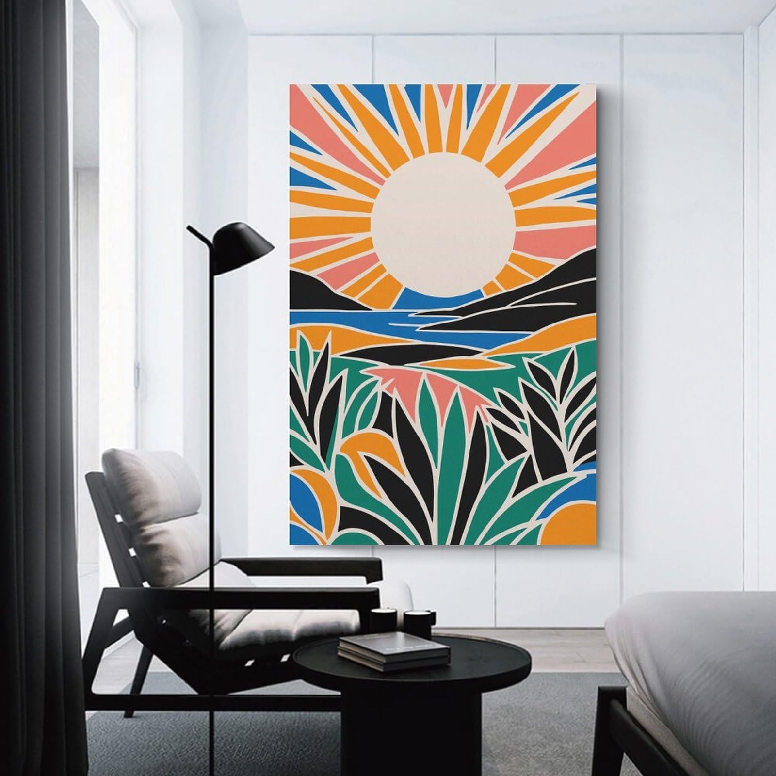 Junmoney Unframe-Style-18 Retro Sunset Art Canvas Wall Decor, 12X18inch(30X45cm), For Gallery Wall Decor And Room Displays, Wall Decor Suited To Curated Displays