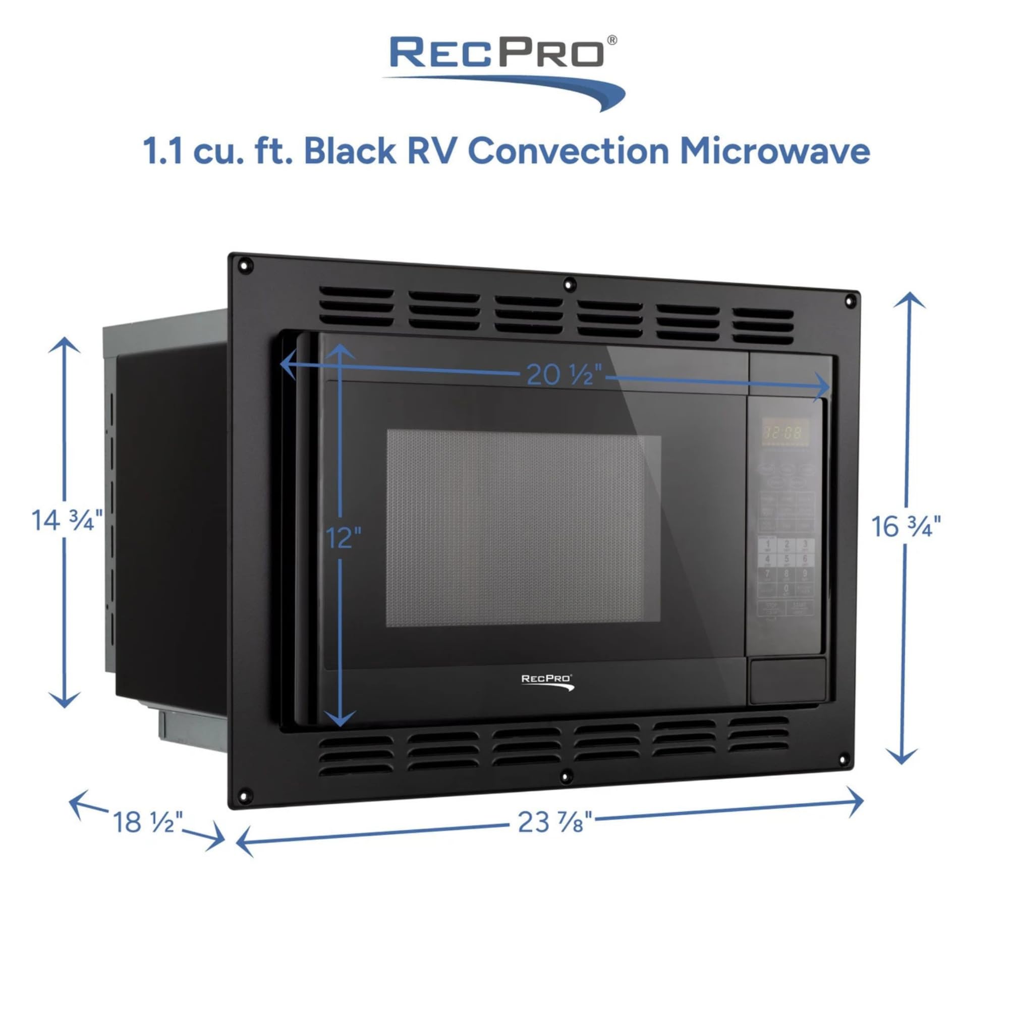 RecPro RV kuchenka mikrofalowa konwekcyjna czarna 1,1 Cu. ft | 120 V | Kuchenka mikrofalowa | AGD | Bezpośredni zamiennik High Pointe i Greystone