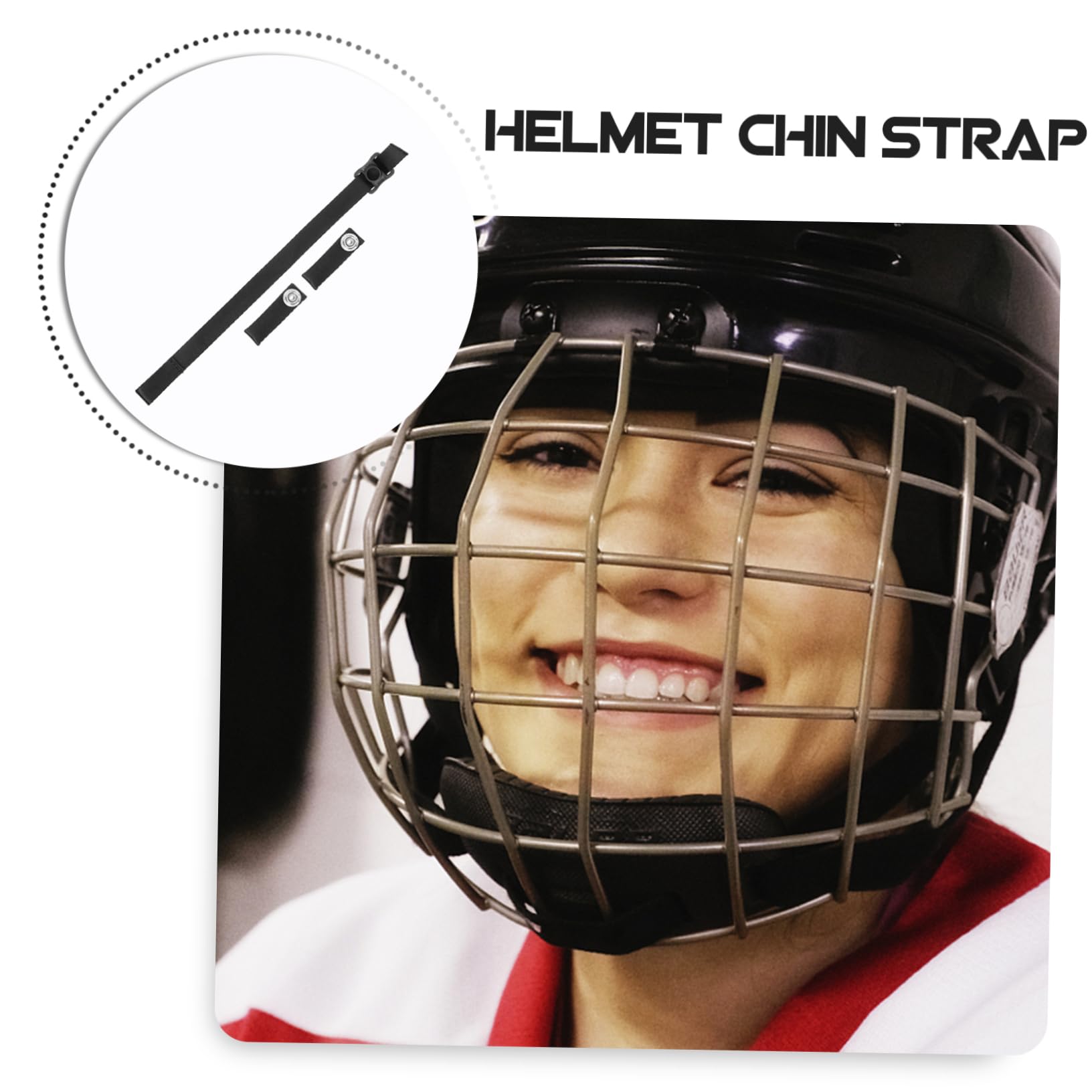 HEMOTON Correa De Barbilla De Casco De Repuesto Protector Reemplazo Acolchado Mentón Hockey Universal Accesorios De Casco Banda Hebilla Deportes Poliéster Black