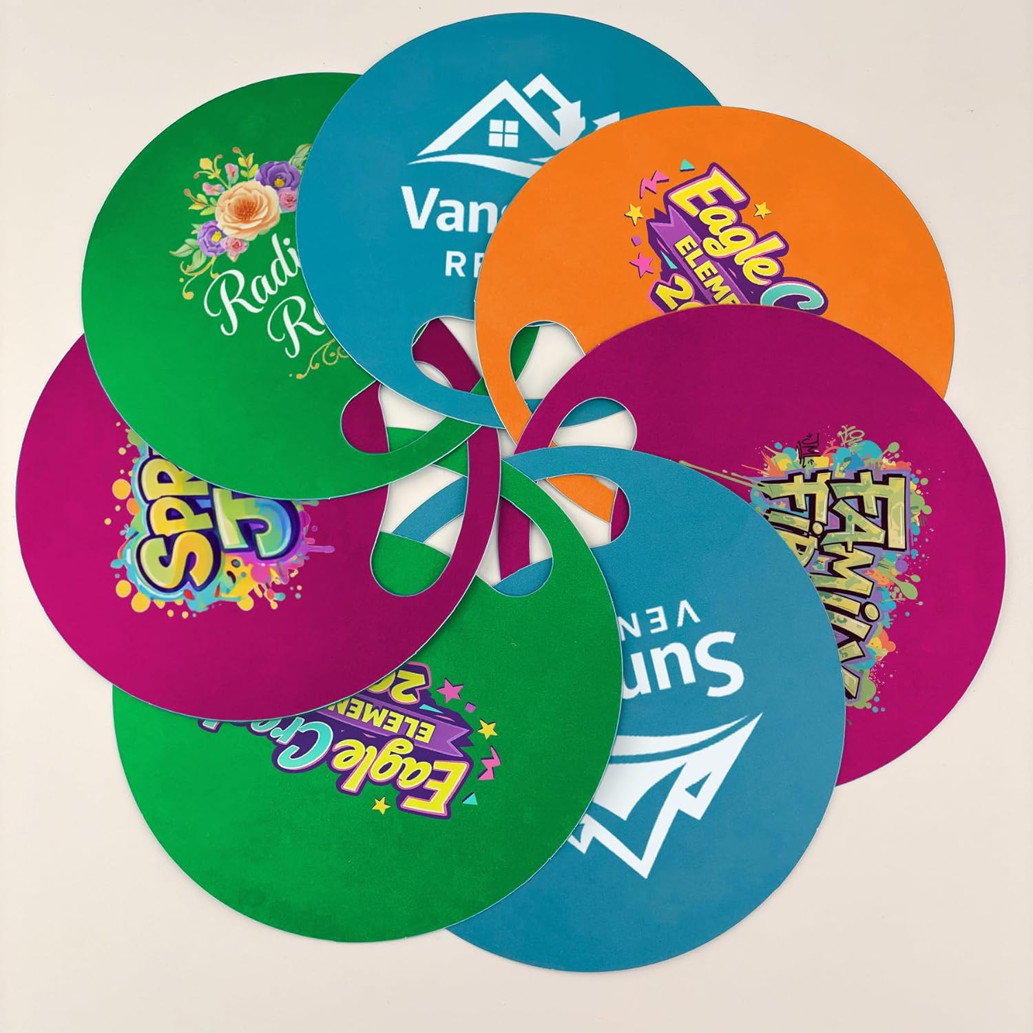 Bulk Pack of 1000 Custom Round Plastic Advertising Fan — 6.49 Inch Promo Fan with Crescent Cutout Grip, Personalized Logo Hand Fans for Trade Shows, Corporate Events & Outdoor Promoti