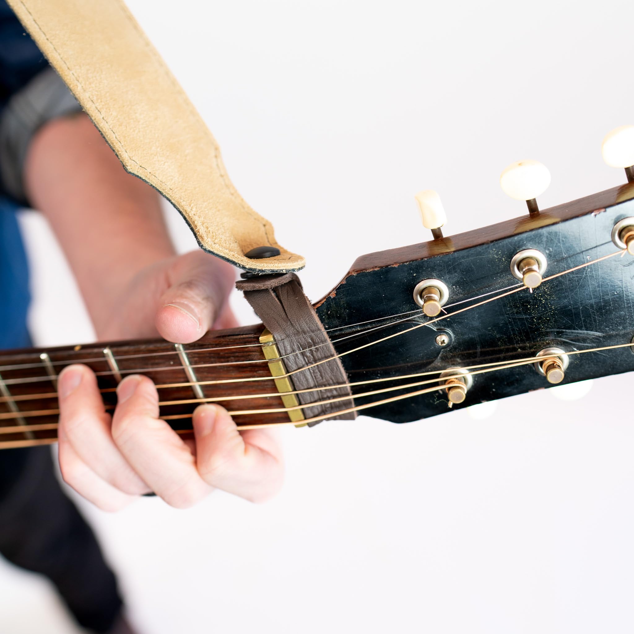 Franklin Strap Glove Leather Loop For Guitars without Strap Pins Guitar Connector Chocolate